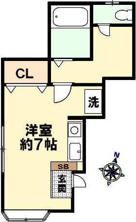 サンセットファイブ(ワンルーム/1階)の間取り写真