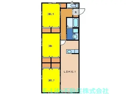 託麻フォレストD(3LDK/2階)の間取り写真