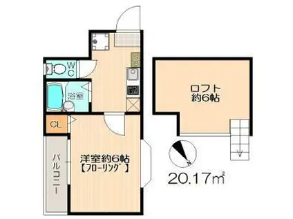 STAGE枇杷島(1K/2階)の間取り写真