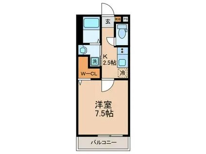 クオーレリッコ八幡南(1K/1階)の間取り写真