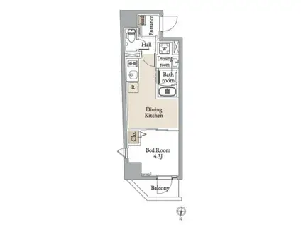 グランカーサ住吉III(1DK/1階)の間取り写真