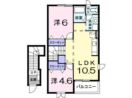 プリムローズA(2LDK/2階)の間取り写真