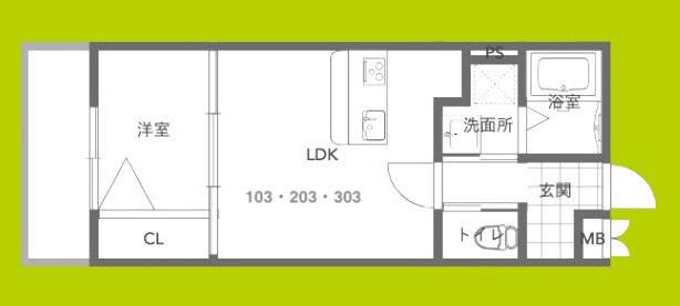 CHOU CHOU MAKINOSAKA(1LDK/1階)の間取り写真