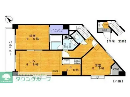 メゾン・エルーセラ(2LDK/6階)の間取り写真