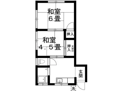 コーポミヤ(2K/2階)の間取り写真