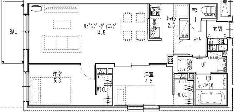 S12W8MS(2LDK/4階)の間取り写真