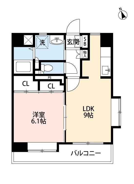 VINCENTE黒髪(1LDK/5階)の間取り写真