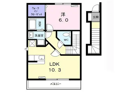 プラシードB(1LDK/2階)の間取り写真
