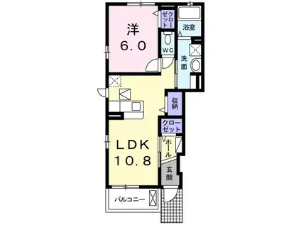 ジェルメ・メゾン II(1LDK/1階)の間取り写真
