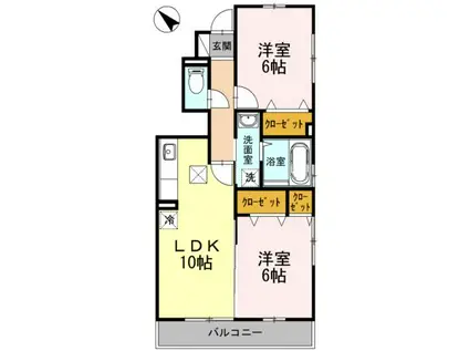フローラ(2LDK/1階)の間取り写真