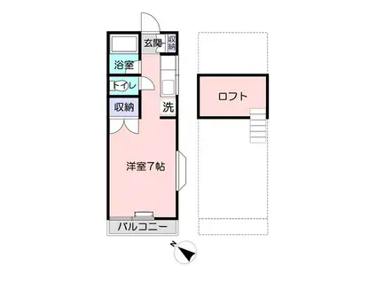 パレス喜多(ワンルーム/2階)の間取り写真