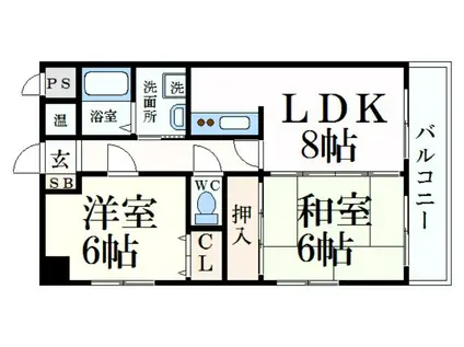 リバーサイド白鷺(2LDK/3階)の間取り写真