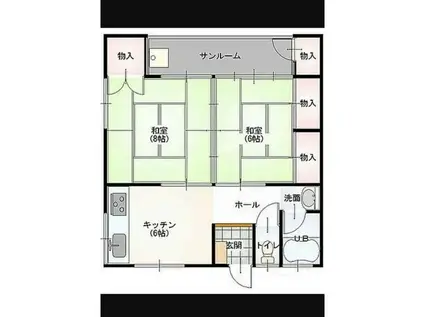 第二グリーンハイツ(2DK/1階)の間取り写真