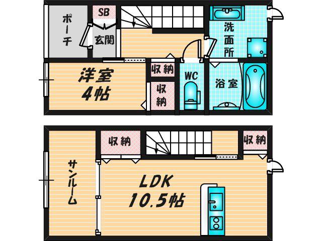 テェルツォラナ(1LDK/1階)の間取り写真