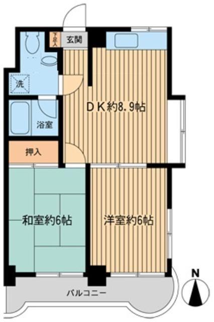 ヴィラサンベルナール新宿(2DK/3階)の間取り写真