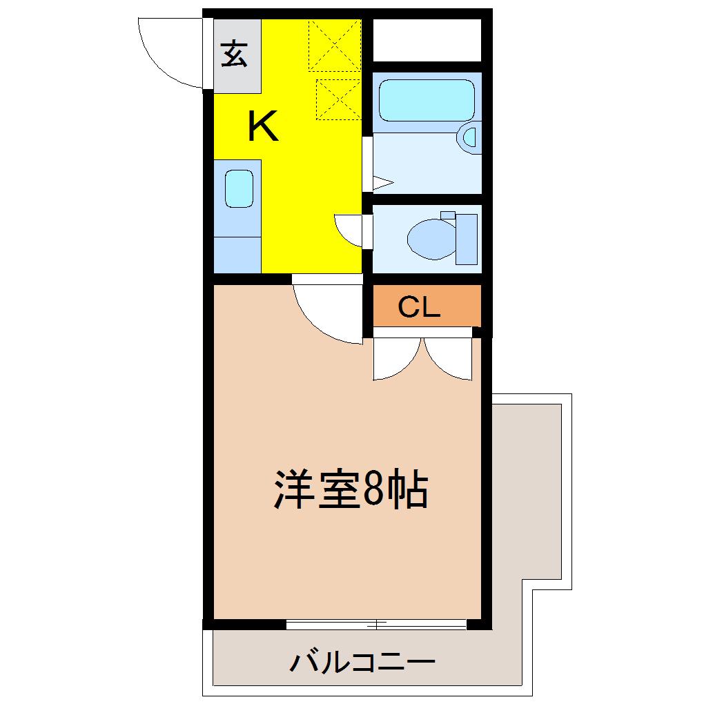 ヴァンデメール五橋(1K/8階)の間取り写真