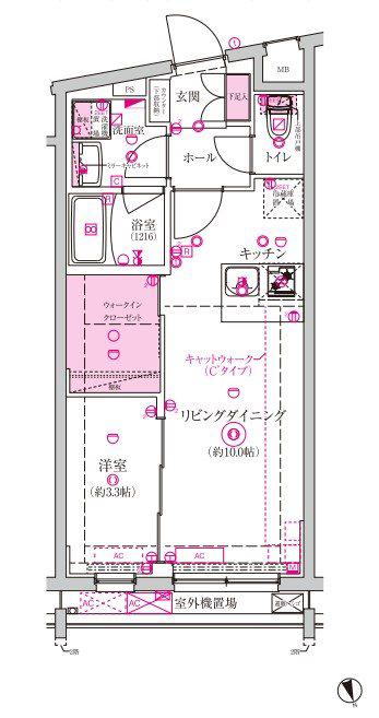 ベルシードステアー西早稲田(1LDK/3階)の間取り写真