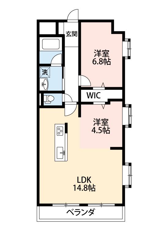 サンコート21(2LDK/4階)の間取り写真