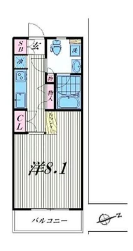スクエアードコート正金大井町(ワンルーム/2階)の間取り写真