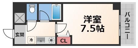 コートビュータワー(1K/2階)の間取り写真
