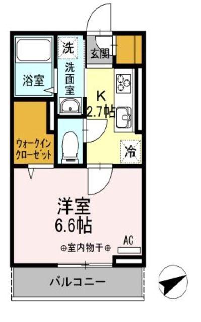 プルミエール柴崎(1K/2階)の間取り写真