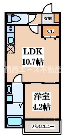 BADGE TOMOI EST VI(1LDK/3階)の間取り写真