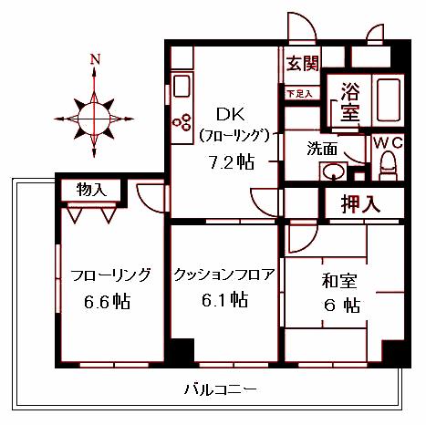 エールマンション(3DK/3階)の間取り写真