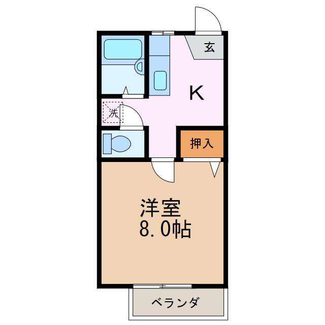 フレグランス郵とぴあB(1K/1階)の間取り写真