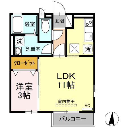 ルミナス南栄(1LDK/1階)の間取り写真