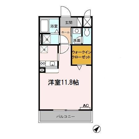 GRANDEUR陶館(ワンルーム/1階)の間取り写真