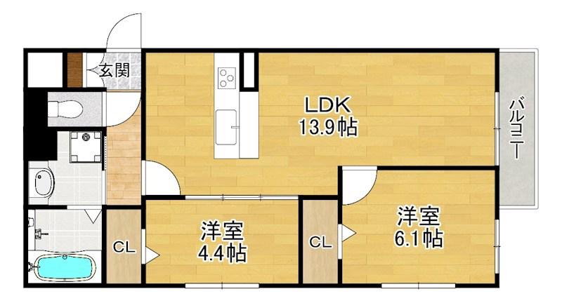 ファミール光善寺(2LDK/3階)の間取り写真