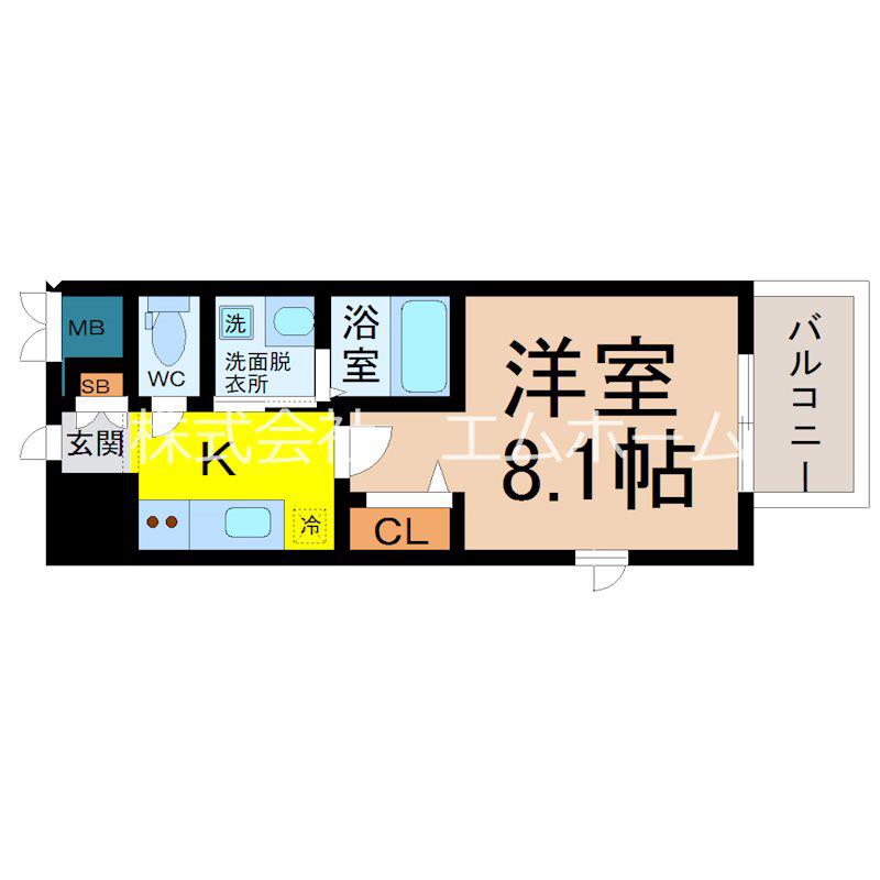 パルティール高畑アネックス(1K/3階)の間取り写真