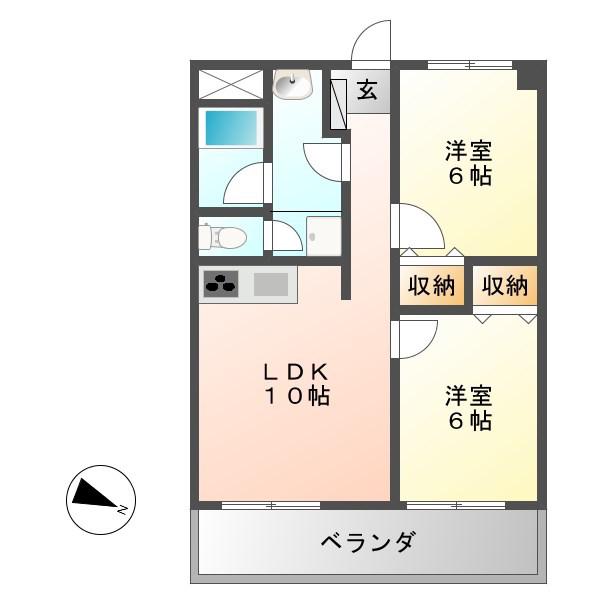 ジョイフル旭ヶ丘(2LDK/1階)の間取り写真