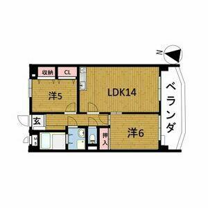 ファミール共栄(2LDK/2階)の間取り写真