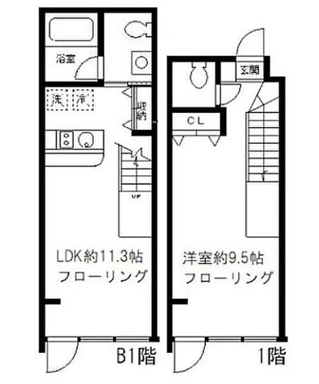 グランアセット月島(1LDK/B1階)の間取り写真