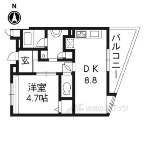 コンポーゼ河原町(1LDK/5階)の間取り写真
