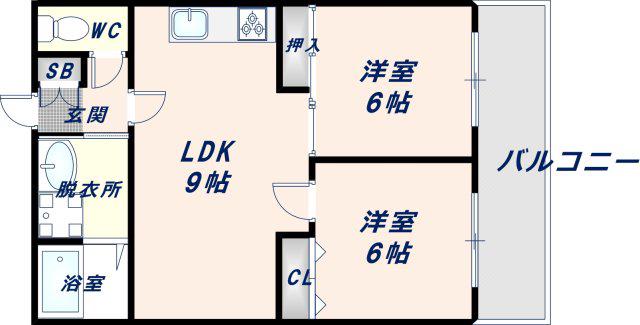 パレスコート(2LDK/3階)の間取り写真