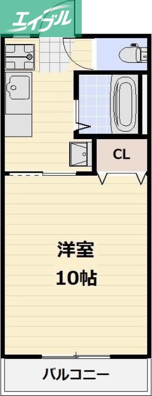 アジュール下中野(1K/4階)の間取り写真
