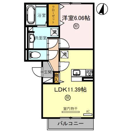 ベルコート川崎(1LDK/2階)の間取り写真
