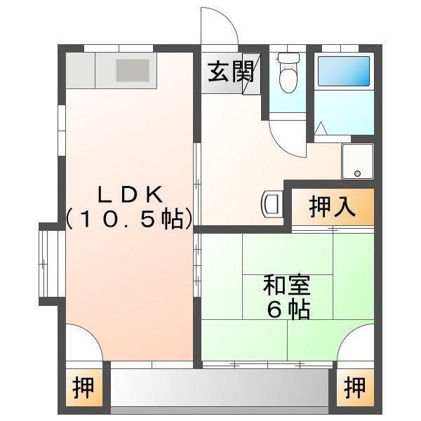 エスポワール 野中(1LDK/1階)の間取り写真