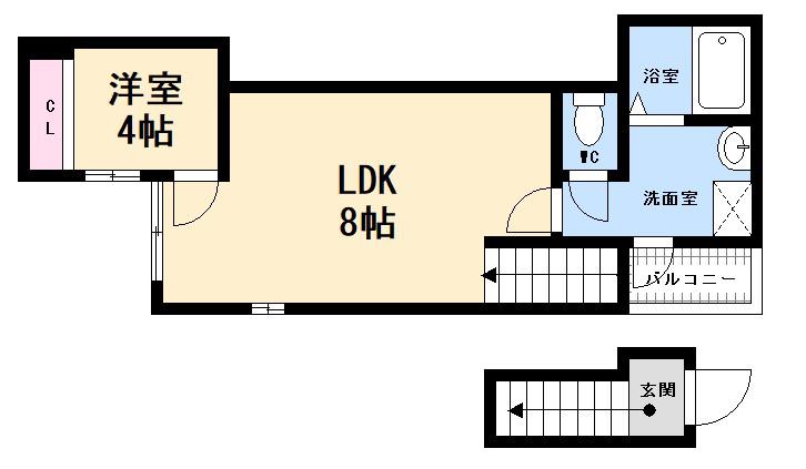 EBONYII(1LDK/2階)の間取り写真