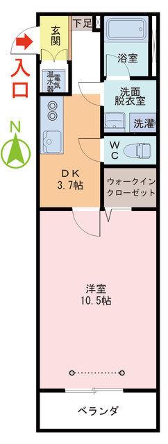 HOTARU(1DK/1階)の間取り写真