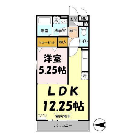 ヴィルヌーブⅢ(1LDK/3階)の間取り写真