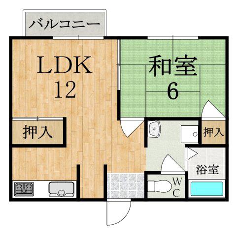 アネックス石川C棟(1LDK/1階)の間取り写真