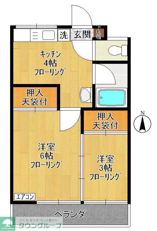 アカツキコーポ(2K/2階)の間取り写真