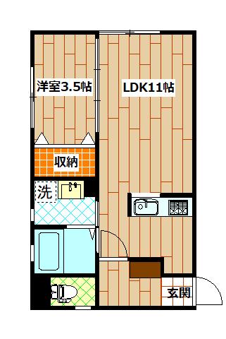 グリーンシャトル(1LDK/1階)の間取り写真
