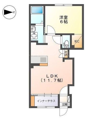 アルカディア(1LDK/1階)の間取り写真