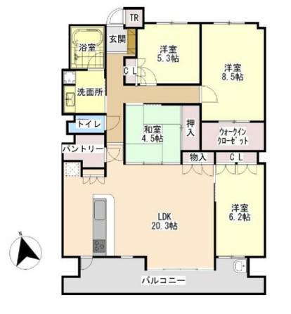グラジオ姫路駅ウエストクリスタル(4LDK/9階)の間取り写真
