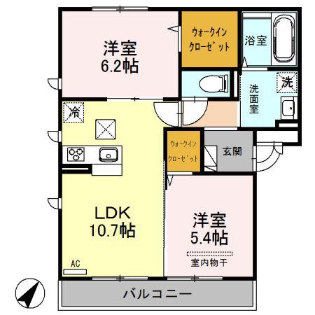 セジュール グラード(2LDK/1階)の間取り写真