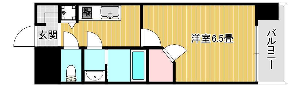 ワールドアイ難波南PORTA(1K/3階)の間取り写真